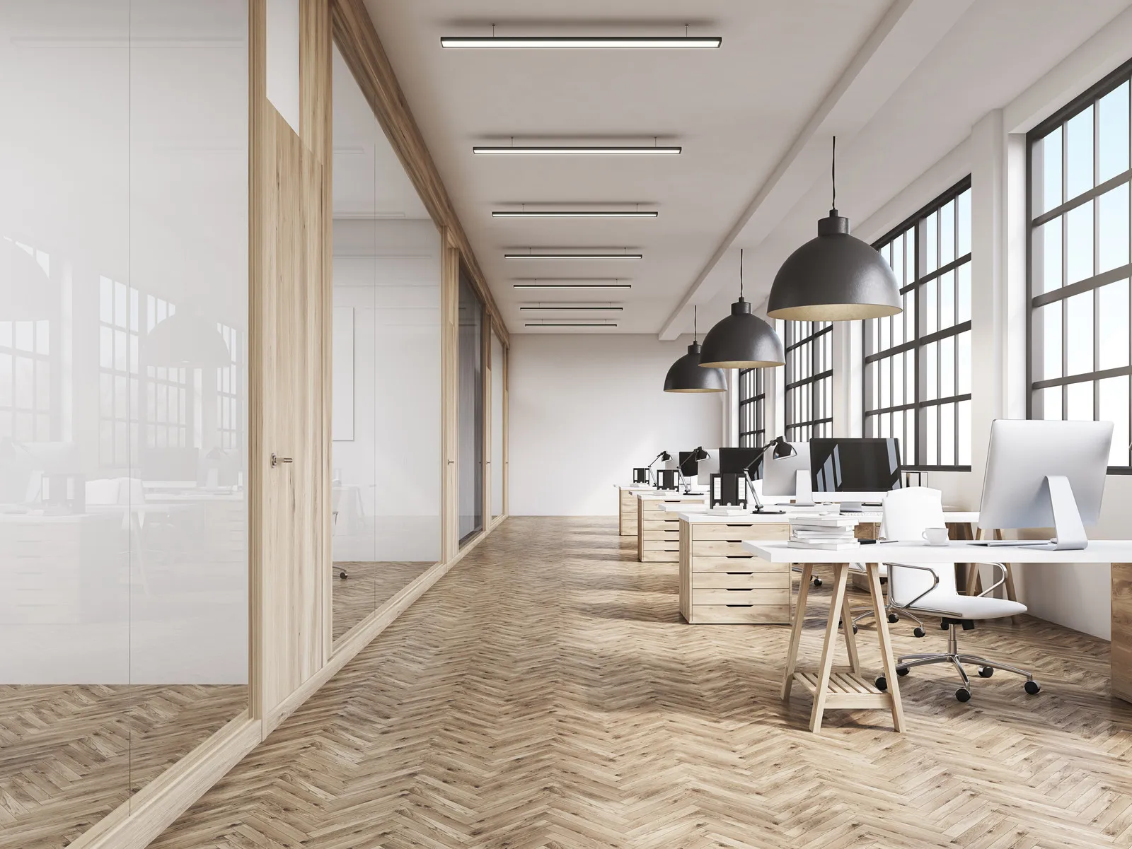 A bright, freshly cleaned office space